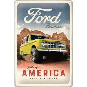 PLAQUE METAL FORD BRONCO PRIDE OF AMERICA 20X30CM